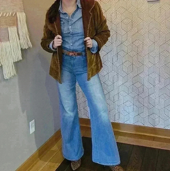 Brown 70's Retro Fuzzy Jacket with Collar Size Medium - Picture 3 of 11